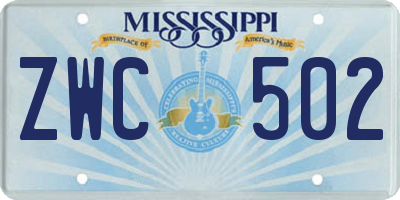 MS license plate ZWC502