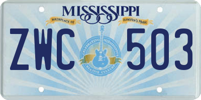 MS license plate ZWC503