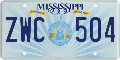 MS license plate ZWC504