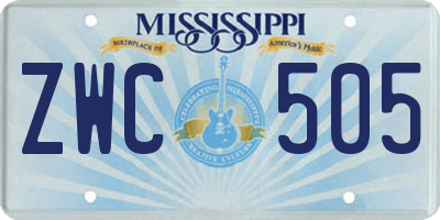 MS license plate ZWC505