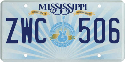 MS license plate ZWC506