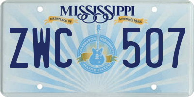 MS license plate ZWC507