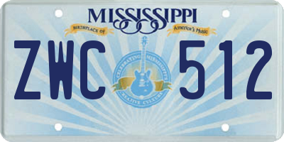 MS license plate ZWC512
