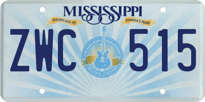 MS license plate ZWC515