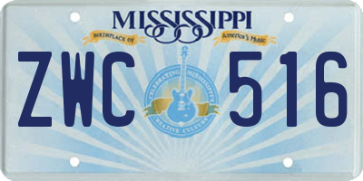 MS license plate ZWC516