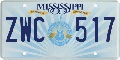 MS license plate ZWC517