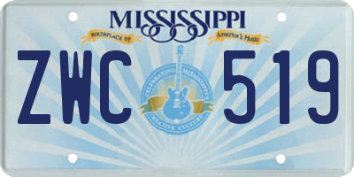 MS license plate ZWC519