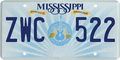 MS license plate ZWC522