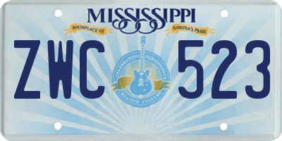 MS license plate ZWC523
