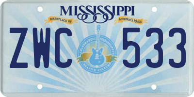MS license plate ZWC533