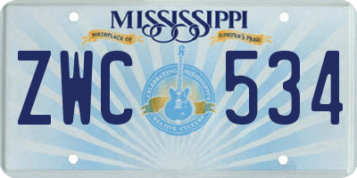 MS license plate ZWC534
