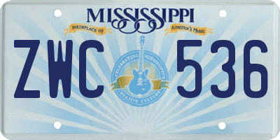 MS license plate ZWC536