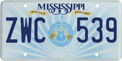 MS license plate ZWC539