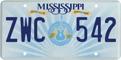 MS license plate ZWC542