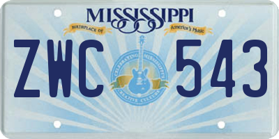MS license plate ZWC543