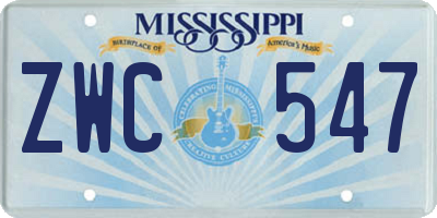 MS license plate ZWC547