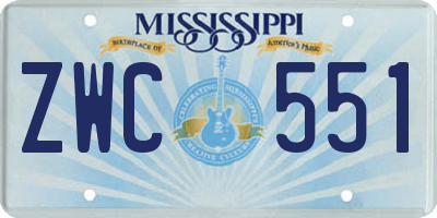 MS license plate ZWC551
