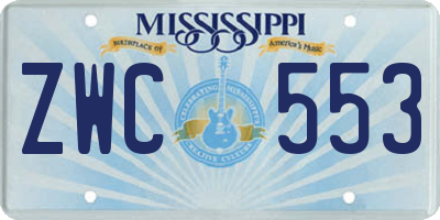 MS license plate ZWC553