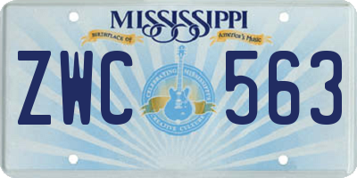 MS license plate ZWC563
