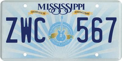 MS license plate ZWC567