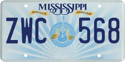 MS license plate ZWC568