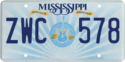 MS license plate ZWC578
