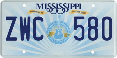 MS license plate ZWC580