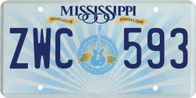 MS license plate ZWC593
