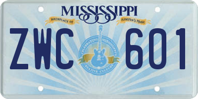 MS license plate ZWC601