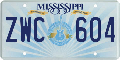 MS license plate ZWC604