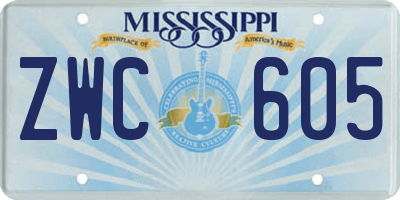 MS license plate ZWC605