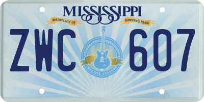 MS license plate ZWC607