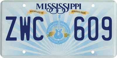 MS license plate ZWC609