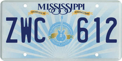 MS license plate ZWC612