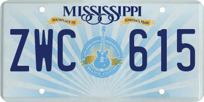 MS license plate ZWC615