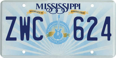 MS license plate ZWC624
