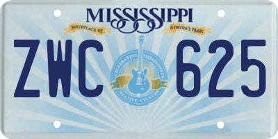 MS license plate ZWC625