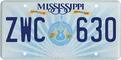 MS license plate ZWC630