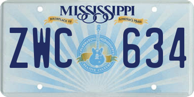 MS license plate ZWC634