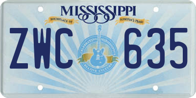 MS license plate ZWC635