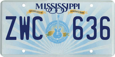 MS license plate ZWC636