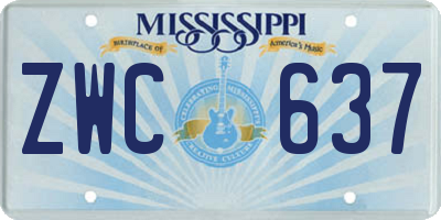 MS license plate ZWC637