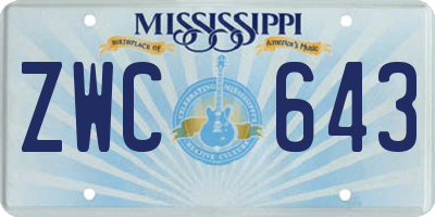 MS license plate ZWC643