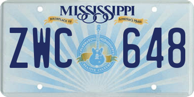 MS license plate ZWC648