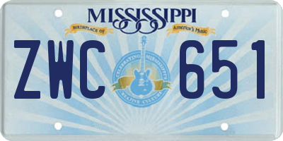 MS license plate ZWC651