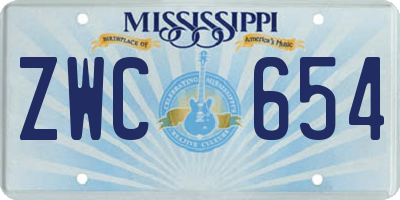 MS license plate ZWC654