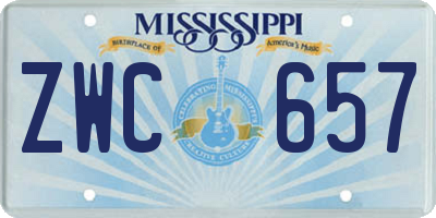 MS license plate ZWC657