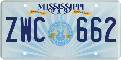 MS license plate ZWC662