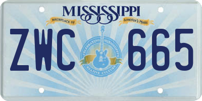 MS license plate ZWC665