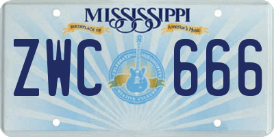 MS license plate ZWC666